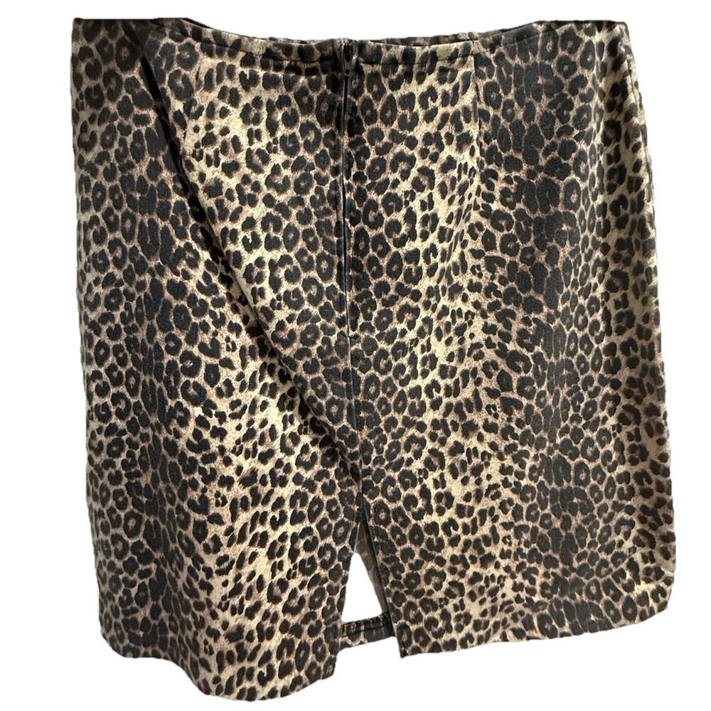 Nicholas Jason Leopard Print Mini Skirt Size 16 Animal Print Stretch Denim Y2K - Picture 3 of 5